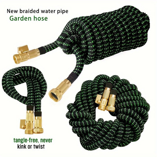 1 roll, Kink-Free Retractable Hose with Solid Brass Fittings - Lightweight and Durable for Yard Watering and Washing (25ft/50ft/75ft/100ft)